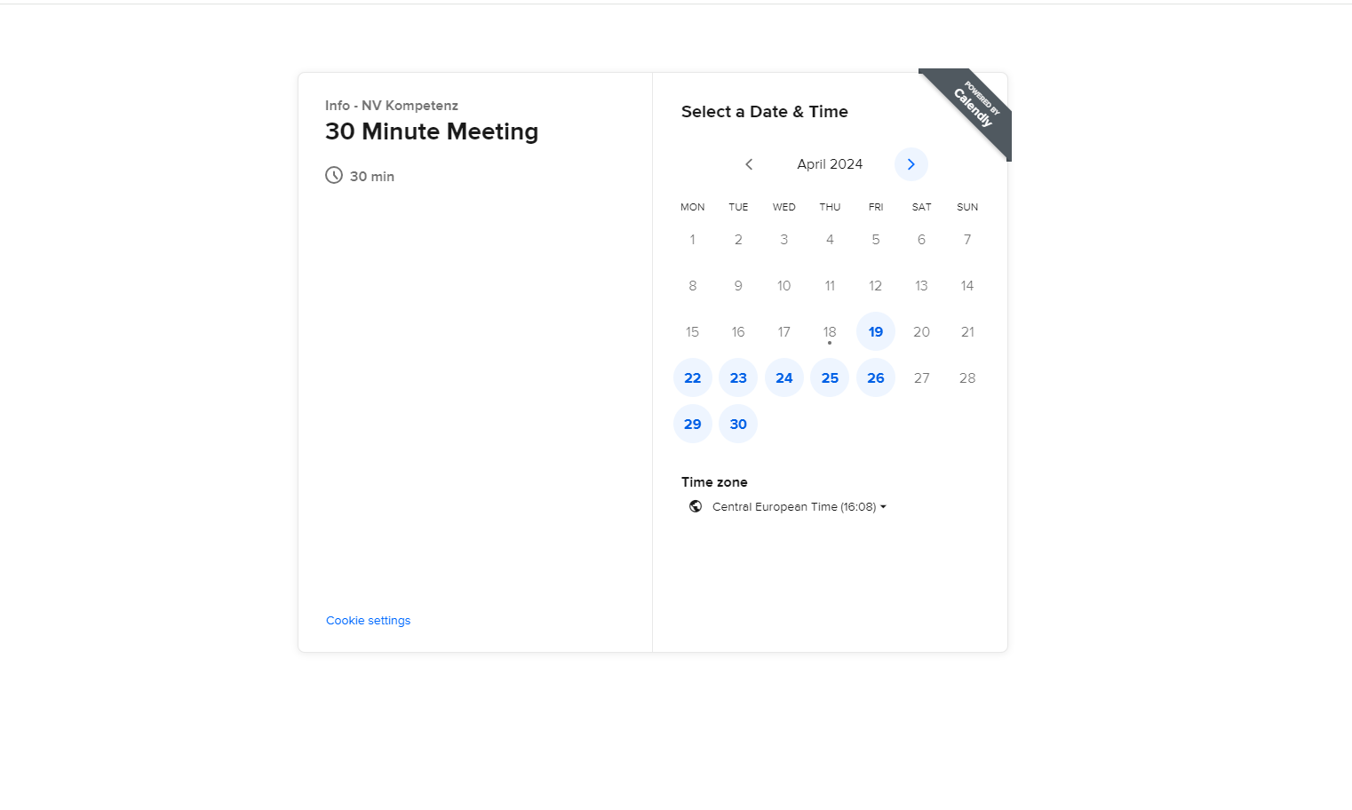 Calendly booking form with name and email automatically pre-filled via URL query string